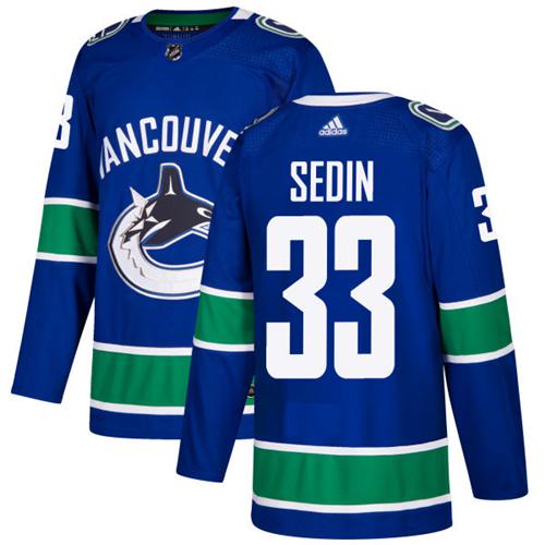 Adidas Canucks #33 Henrik Sedin Blue Home Authentic Youth Stitched NHL Jersey